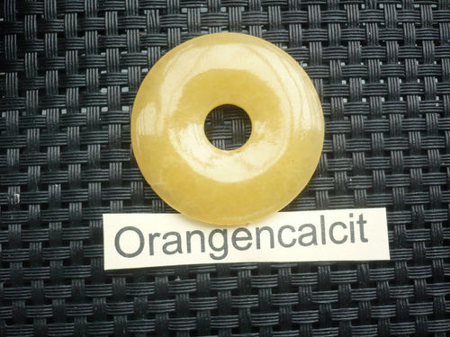 Anhänger Donut rund - Orangencalcit AA-Qualität