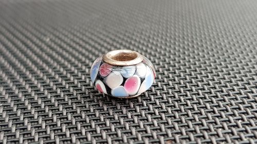 Beads Glas mundgeblasen 925ér Silber für Kette / Armband - schwarz mit bunten Punkten mit Rosa