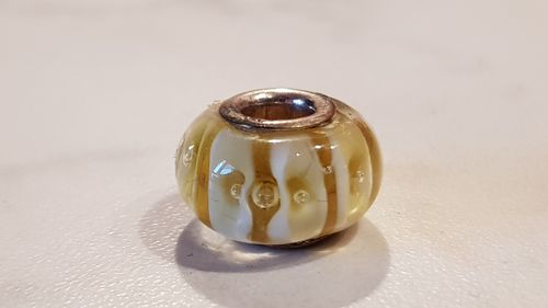 Beads Glas mundgeblasen 925ér Silber für Kette / Armband - gelb weiß Blasen