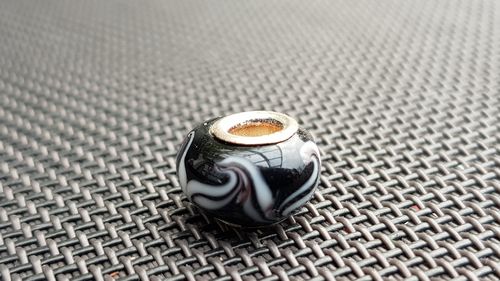 Beads Glas mundgeblasen 925ér Silber für Kette / Armband - schwarz mit Muster